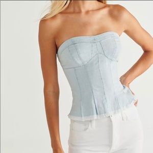 Free People Light Blue Strapless Top